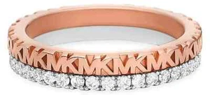 MICHAEL KORS Rose Gold & Silver 925 Sterling Silver Crystal Ring Size 7 + MK BOX - Picture 1 of 4