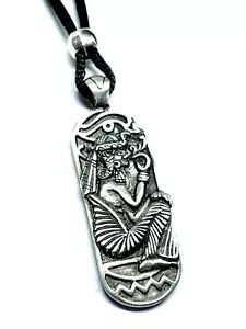 More details for egyptian fertility pendant goddess eye of horus vitality beaded cord necklace uk