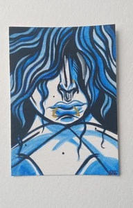 OOAK ACEO Figurative Art Card, Girl Art By ESS22, 3.5 x 2.5 in., Unframed - Picture 1 of 5