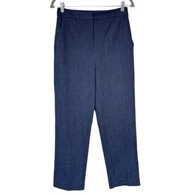 {Express} "Editor Straight Super High Rise" Chambray Blue Dress Pants Trousers 2 - Image 1 of 4
