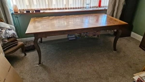 Beautiful Large Parquetry Oak Board Room or Dining Table Queen Anne Style Legs - Picture 1 of 5