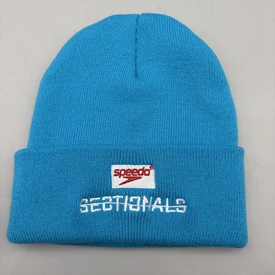 Шляпа-бини Speedo Minnesota Sectionals Competition синяя с манжетами вязаная для плавания - Изображение 1 из 4