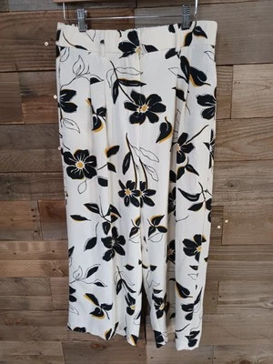 Haver & Blair London Cropped Wide Leg Pants Women's Sz. S Floral Pleats Flowy - Image 1 of 4