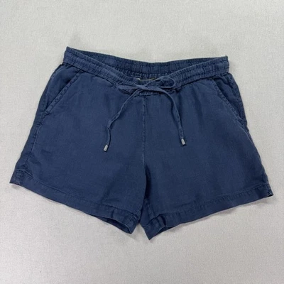 Pantalones Cortos Tommy Bahama Mujer Pequeños Azul Cintura Elástica 100% Lino Cordón Foto 1 de 4