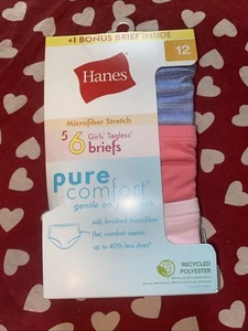 Hanes Microfiber Stretch Girls Tag less Briefs Size 12 - Picture 1 of 2