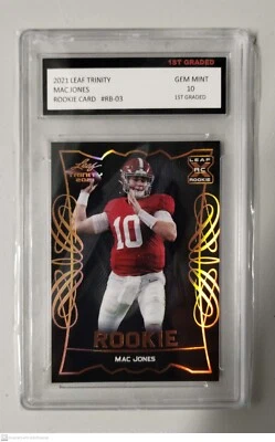 2021 Mac Jones Leaf Trinity RC #RB-03 1st Graded 10 - Image 1 of 2