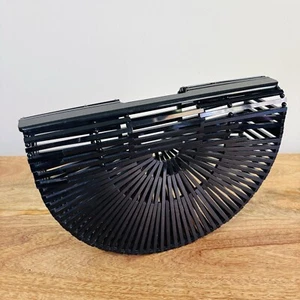 Cult Gaia Ark Acrylic Top Handle Bag Clutch Purse Black - Picture 1 of 9