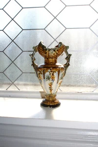 Antique Majolica Vase Dbl Handled Circa Late 1800s - Picture 1 of 7
