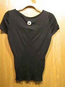 Chanel AUTHENTIC Black Silk & Cotton Pullover Cap Sleeve Blouse Top SZ 38 NEW 