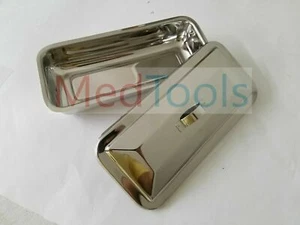 "Bandeja de instrumentos mediana + tapa de acero inoxidable tatuaje/piercing quirúrgico médico 9"x4""x2" - Imagen 1 de 3