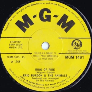 Eric Burdon & Animals ORIG OZ 45 Ring of fire VG+ ’68 MGM Psyche Rock - Picture 1 of 1