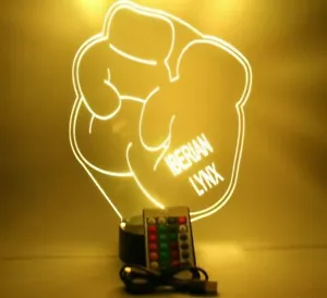 Boxhandschuhe Boxer Nachtlicht Lampe LED personalisiert gratis Gravur & Fernbedienung - Bild 1 von 12