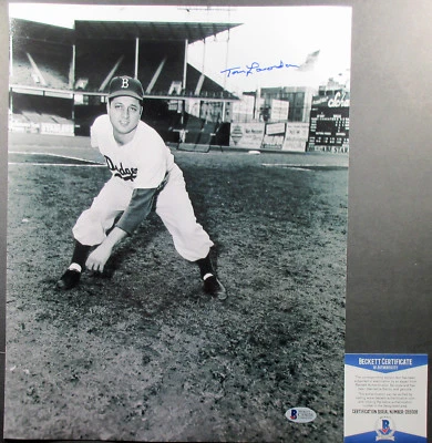 DODGER GREAT!!! Tommy Lasorda Signed BROOKLYN DODGERS 11x14 Photo BAS - Image 1 of 2