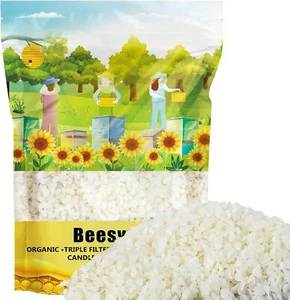 Pellets de cera de abejas natural orgánica blanca velas 453 g 100 % cera de abejas pastillas (1 lb) - Imagen 1 de 7