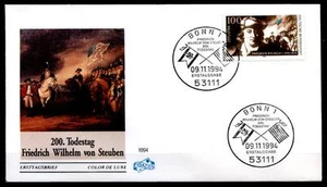 General Friedrich Wilhelm von Steuben zu Pferd. FDC(2). Bonn. BRD 1994 - Bild 1 von 1