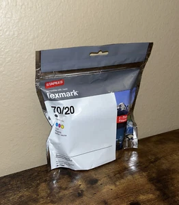 STAPLES Lexmark 70/20 Tri-Color/Black Ink Cartridges 2/PK VOLUME DISCOUNT! - Picture 1 of 2