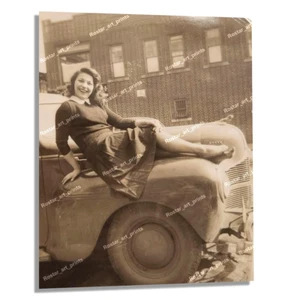 8x10 Woman on 1940s Dodge Truck Americana Original EXCLUSIVE Photo Print VAM001 - Picture 1 of 3