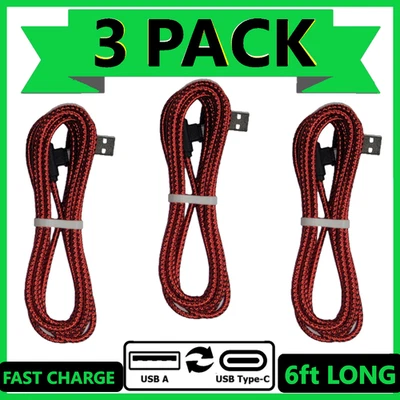 3 PACK 6FT 90 Degree Type C USB-A Fast Charger Cable Quick Charging Cord L Shape - Image 1 of 4