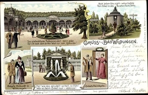 Litho Bad Wildungen in Nordhessen, Onkel auf Kur, Trinkhalle,... - 3987525 - Picture 1 of 2