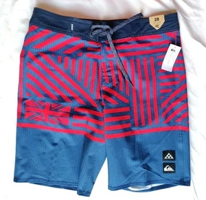 Quiksilver Surfsilk Hawaii Flag 20" Boardshorts Estate Blue Red New Size 28 - Picture 1 of 10