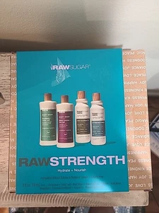 Raw Sugar Men's Raw Strength Body Wash & Shampoo/Conditioner 4pc Set Vegan - Picture 1 of 4