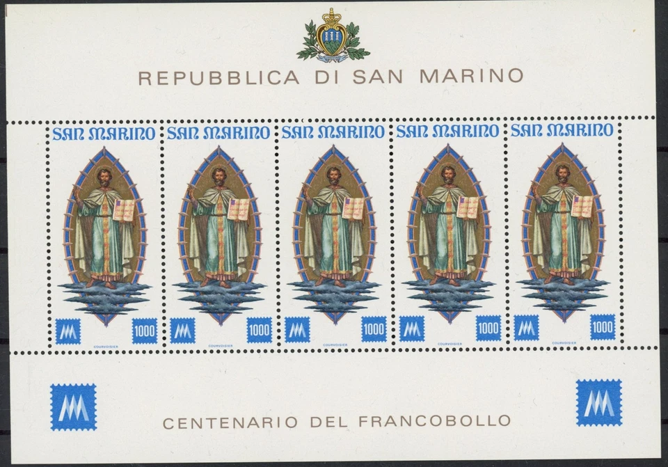 San Marino 1977: 100 aniversario - buena hoja MNH muy fina Foto 1 de 1