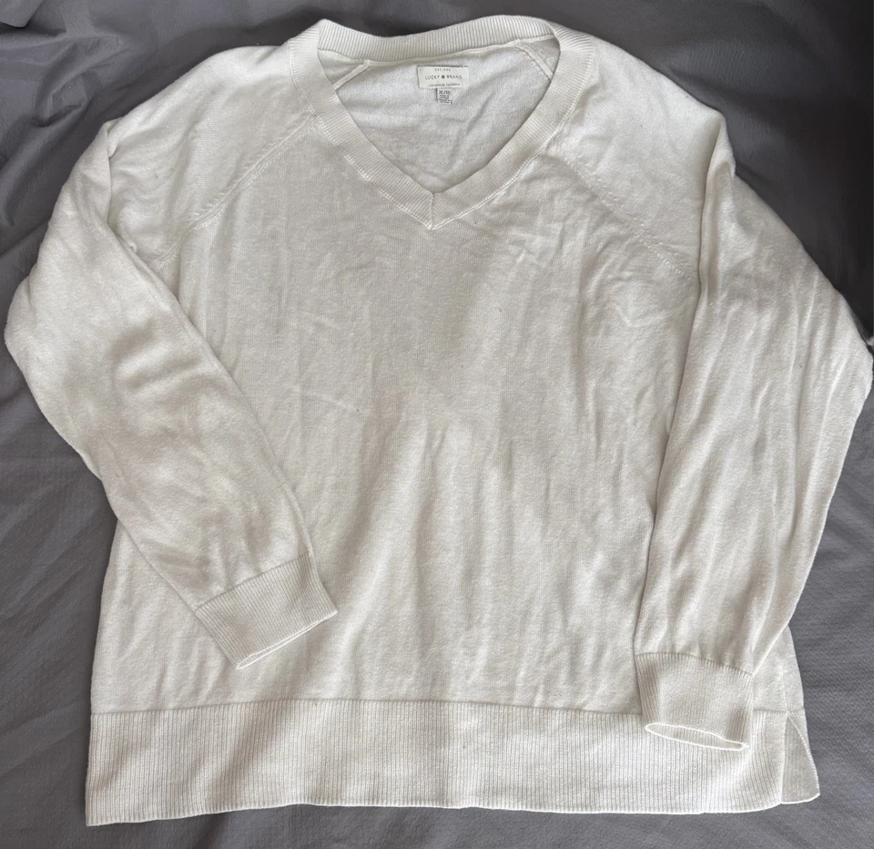Suéter Lucky Brand Para Mujer XL Malvavisco Crema Suave Grunge Costero Abuela Foto 1 de 4