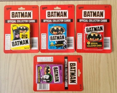 Juego de tarjetas de coleccionista selladas Topps Irlanda Batman 1989 A, B, C y D. Difícil de encontrar Foto 1 de 4