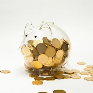 Clear Glass Coin Bank Cute Money Saving Pot for Living Room Desktop Office - Picture 1 of 6