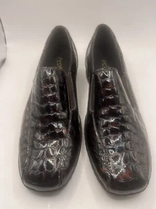 Pedals By Padders Coco Brown Patent Leather Crocodile Slip On Shoes Size 8 - Picture 1 of 10