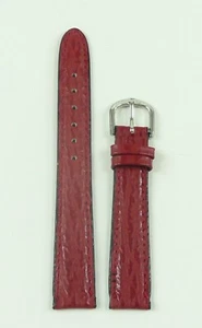 Watchband Watch Strap Replacement Band Leather Shark Embossing Red 12 MM - Picture 1 of 1