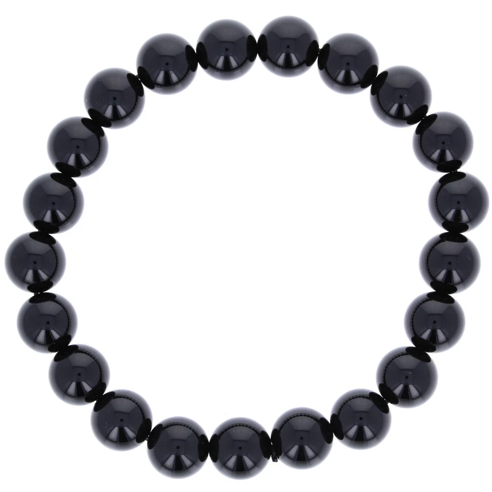 Pulsera elástica para hombre, cuentas grandes de ónix pulido, cordón elástico, cuentas de 10 mm Foto 1 de 1