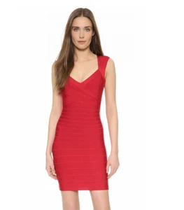 HERVE LEGER Sarai Dress, Rouge, S, NWT - Picture 1 of 6