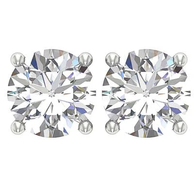 VVS E 4/5/6/7Carat Lab Grown Diamond 14K Gold Solitaire Stud Prong Set Earrings - Image 1 of 4