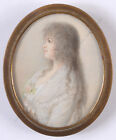 "Profile portrait of a young lady", fine Austrian miniature, ca. 1795
