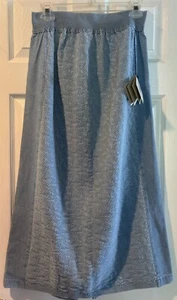 NWT Blue Willis Women's Maxi Denim & Stretch Knit Skirt Back Slit Cotton XL - Picture 1 of 10