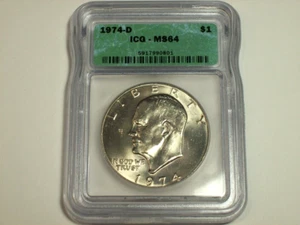 1974-D Eisenhower Dollar ICG MS-64 SN6795 - Picture 1 of 4