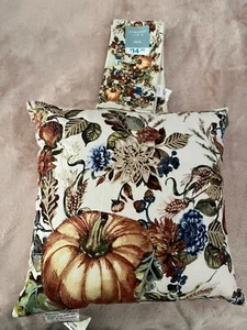At Home Store- Providence Autumn Fall pumpkin Pillow w/ match 4 napkins set NWT - Picture 1 of 7