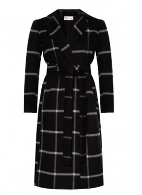 Abrigo Rojo Valentino NEGRO/BLANCO Cuadros Cinturón Cuadros Talla 38 Foto 1 de 4