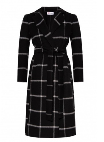 Cappotto a quadretti rosso Valentino NERO BIANCO cintura taglia 38