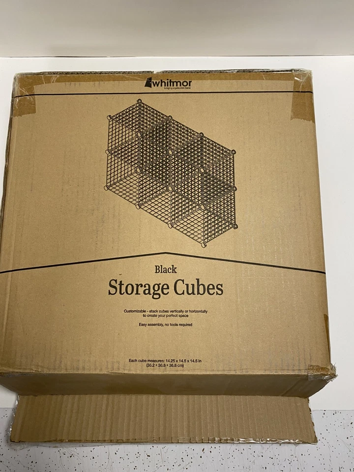 Cubos de almacenamiento Whitmor - Estantes de alambre apilables entrelazados - negro/blanco - 7 juegos Foto 1 de 4