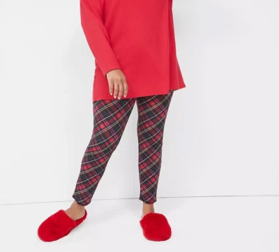Cacique Sleep Lane Bryant Thermal PJ Pajama Leggings Holiday Plaid 22/24 NEW - Image 1 of 4