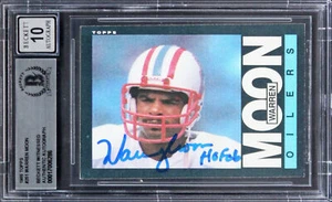 Oilers Warren Moon "HOF 06" Signed 1985 Topps #251 Rookie Auto 10! BAS Slabbed - Picture 1 of 2