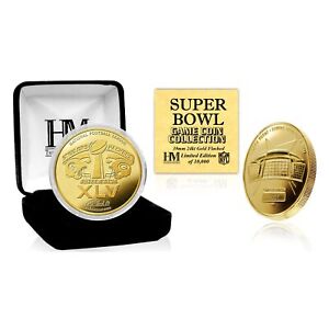 Super Bowl XLV NFL Gold Flip Coin (39mm)
