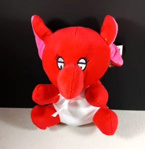Cute Baby Elephant Stuffed Animal Doll Toy Plush Cute Pink Bow Tie Red - Picture 1 of 4