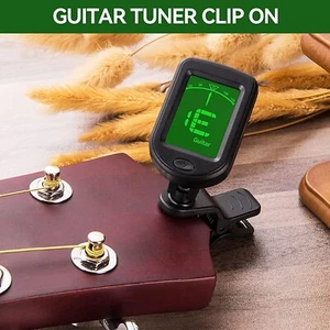 Digital Chromatic Clip-On Tuner LCD Guitar Acoustic Electric -BATTERY INCLUDED - Picture 1 of 4