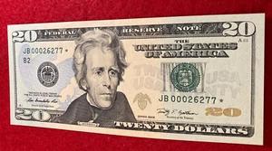 STAR NOTE 2009 FEDERAL RESERVE TWENTY DOLLAR BILL UNCIRCULATED - Picture 1 of 2