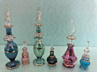 Kemet Art Lot /Set of 6 Mouth Blown Egyptian Perfume Bottles Glass 2,4,5 inches