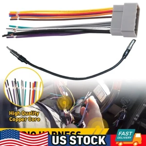 For Jeep Dodge Wrangler Car Stereo Radio Cable Adapter Wire Harness&Antenna - Picture 1 of 9