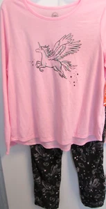 New Junior's XL (14-16) Plus LS Pink Unicorn 2 Pc. Set By Wonder Nation - Picture 1 of 8